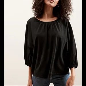 Worn Once Banana Republic Knit Poet Top Black Size Small Blouse 3/4 Sleeve